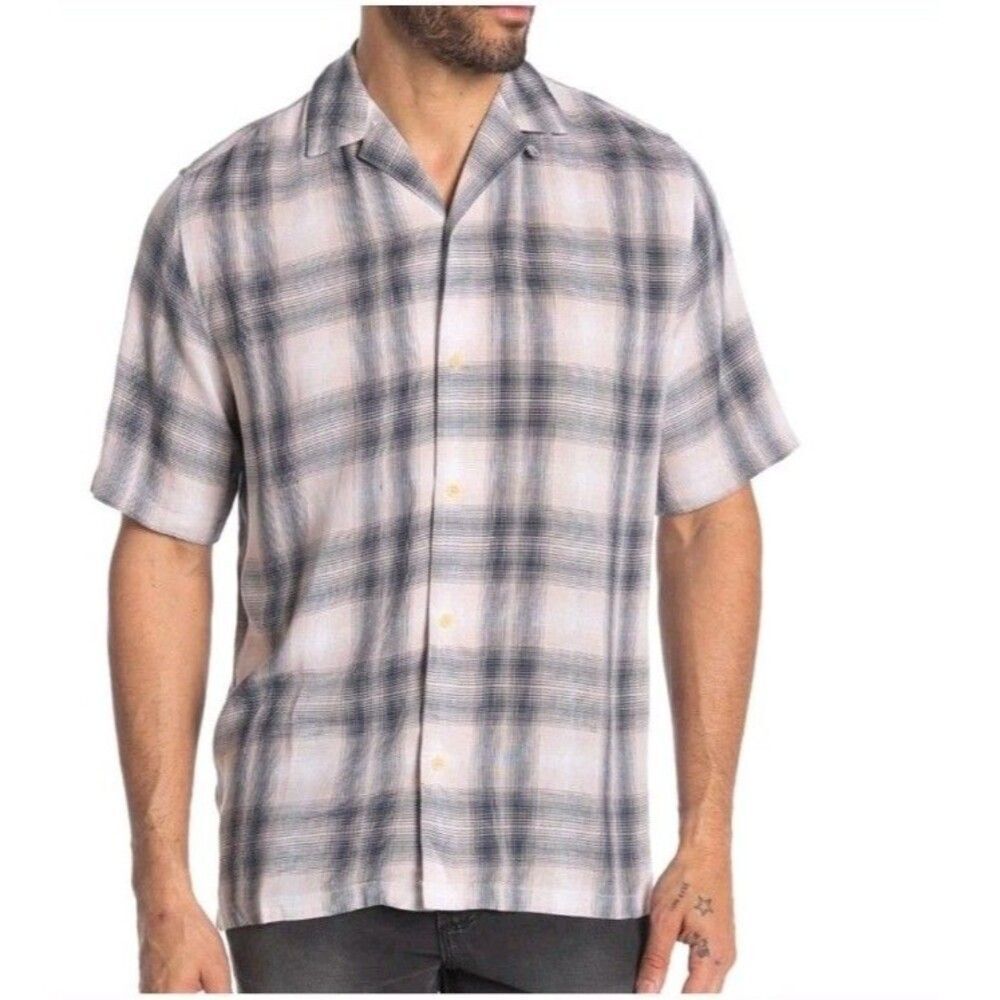 Allsaints Tampa Shirt Men Size Medium relaxed Short Sleeve Button-Up
